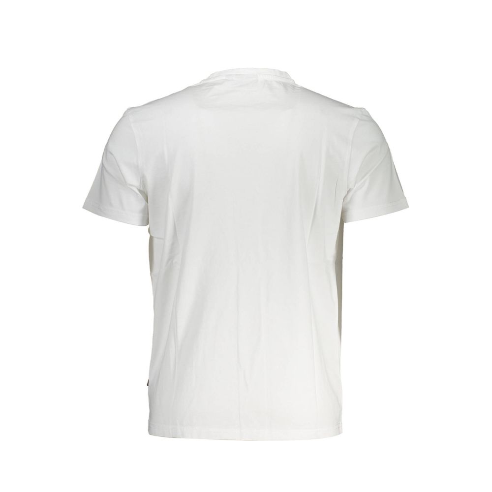 Back view of Napapijri White Cotton Men T-Shirt showing short sleeves and crew neck design, perfect for casualwear.