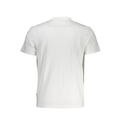 Back view of Napapijri White Cotton Men T-Shirt showing short sleeves and crew neck design, perfect for casualwear.