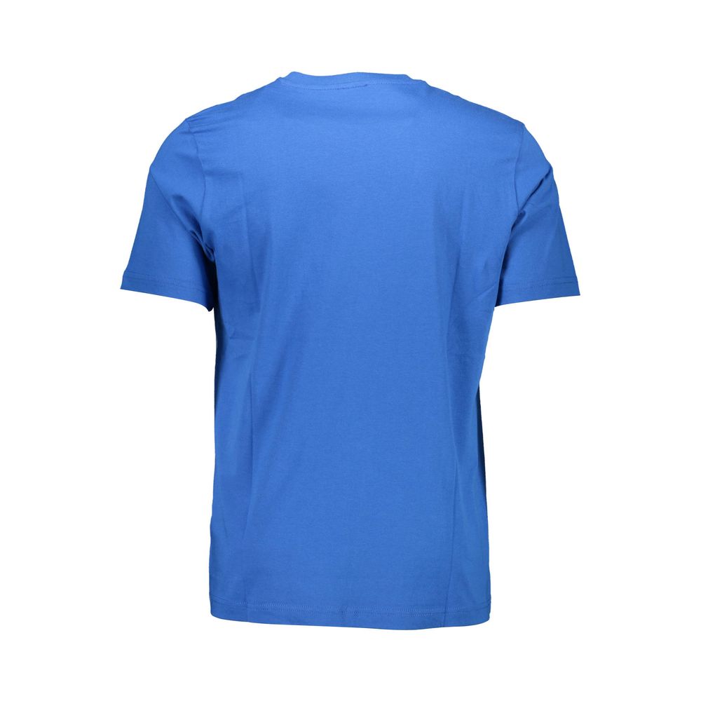Back view of Diesel Blue Cotton Men T-Shirt, featuring short sleeves and classic crew neck design.
