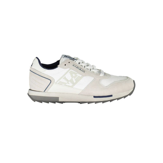 Napapijri White Leather Men Sneaker with contrasting accents and extra laces for style and comfort