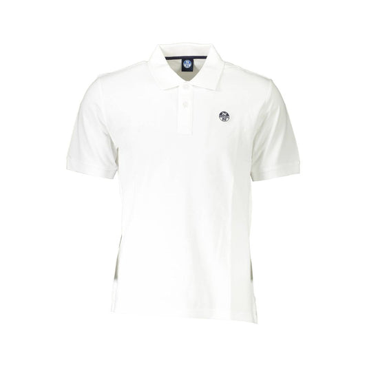 North Sails White Cotton Men Polo Shirt with embroidered logo and 2-button placket, ideal for casual elegance and comfort.