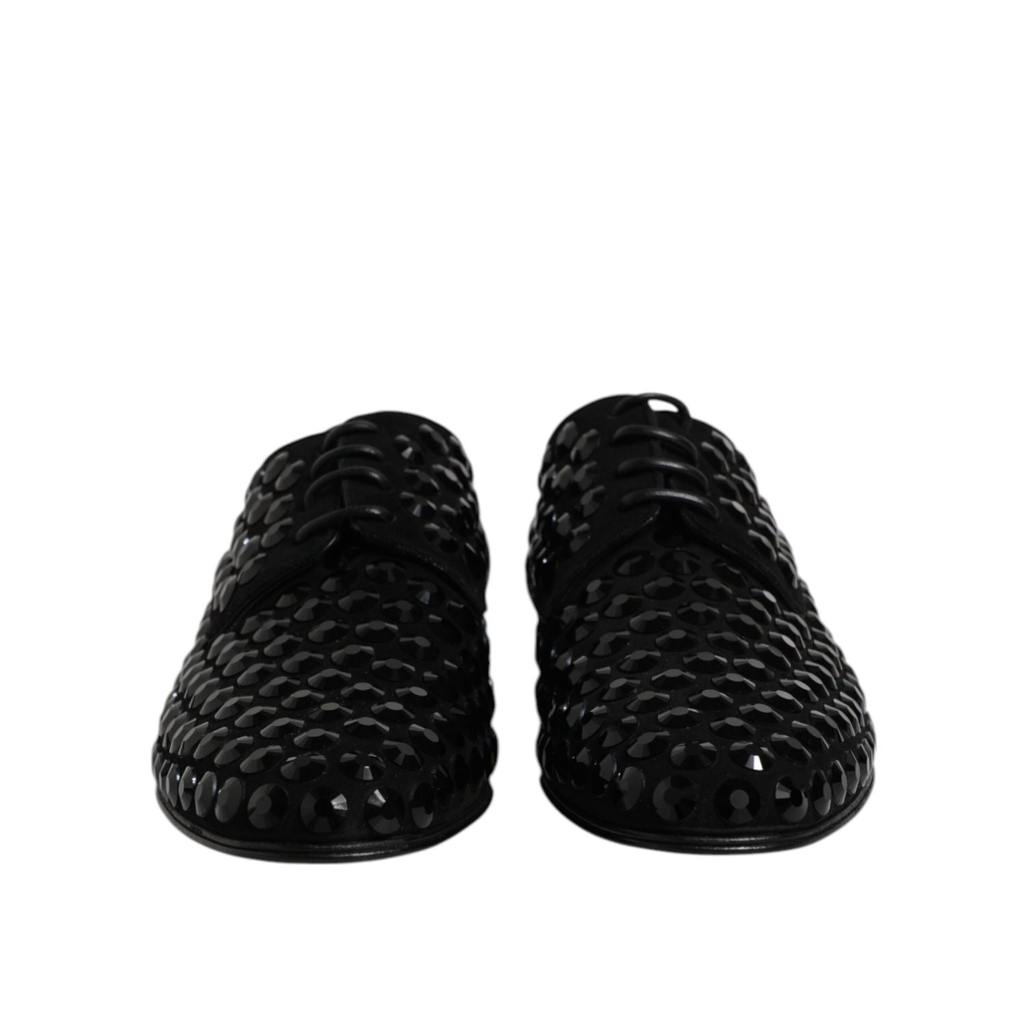 Dolce & Gabbana Black Suede Strass Derby Formal Shoes