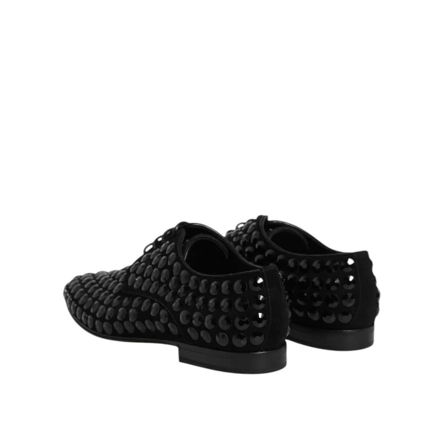 Dolce & Gabbana Black Suede Strass Derby Formal Shoes