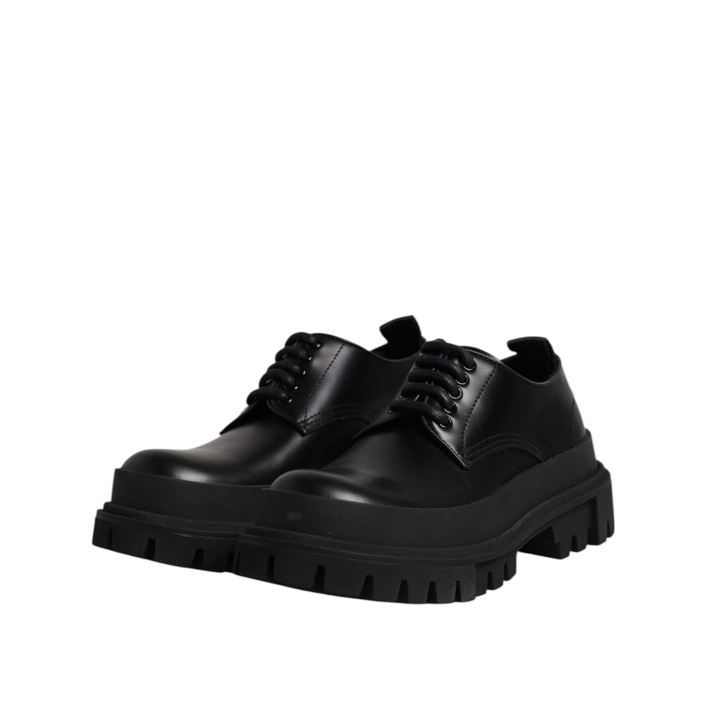 Dolce & Gabbana Black Leather Lace Up Derby Men Dress Shoes