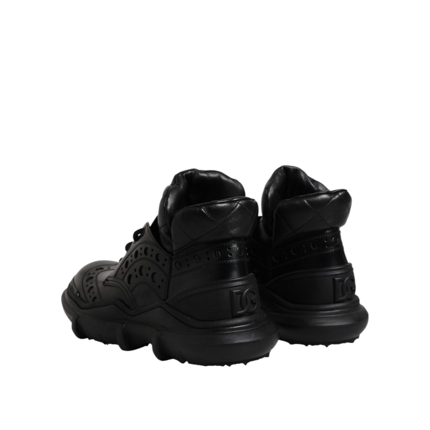 Dolce & Gabbana Black Leather Casual Mens Ankle Boots Shoes