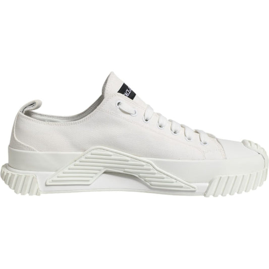 Dolce & Gabbana White Logo Print Lace Up Low Top Sneakers Shoes 1728,67345645728,Dolce & Gabbana,EU44/US11,Material: 90% Cotton 10% Leather,Men,Men - Shoes,New with tags,Shoes,Sneakers - Men - Shoes,White Dolce & Gabbana MV7304-44