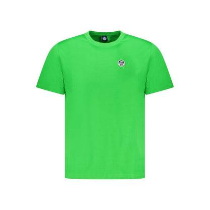North Sails Green Cotton Men T-Shirt with North Sails logo, vibrant green color, 100% cotton, short sleeve, crew-neck design