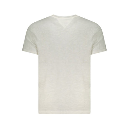 Tommy Hilfiger White Cotton Men T-Shirt, back view showcasing sustainable regenerative cotton material.