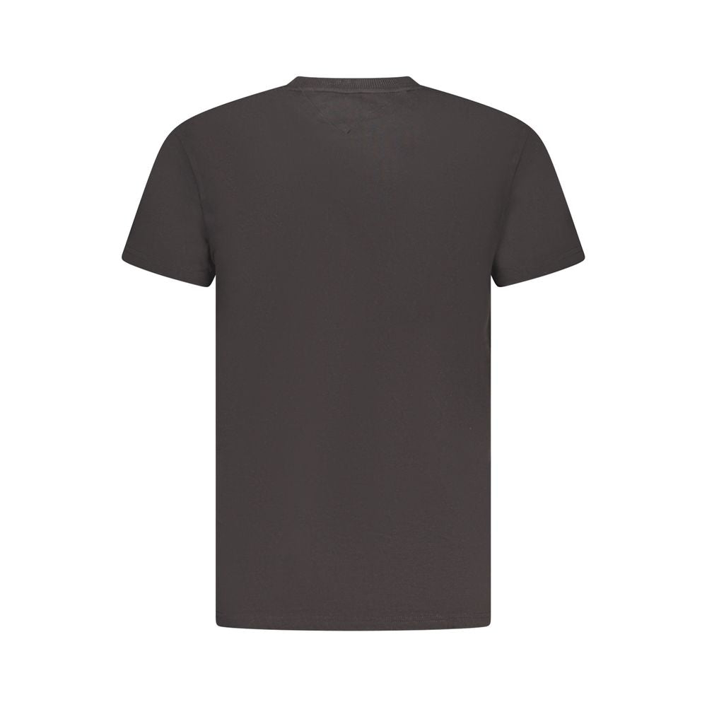 Back view of Tommy Hilfiger Black Cotton Men T-Shirt showcasing sustainable fashion and iconic style.