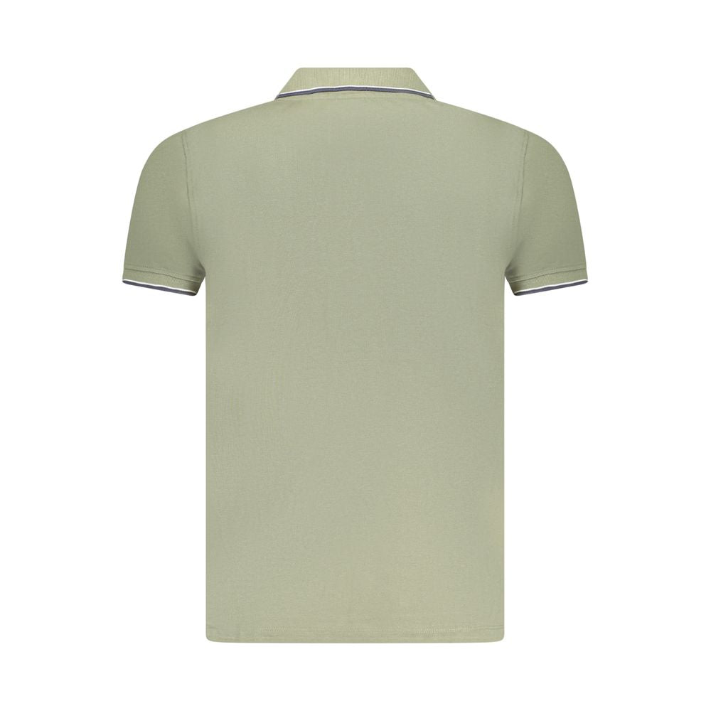 Back view of Norway 1963 Green Cotton Men Polo Shirt with contrasting accents and sharp three-button detail.