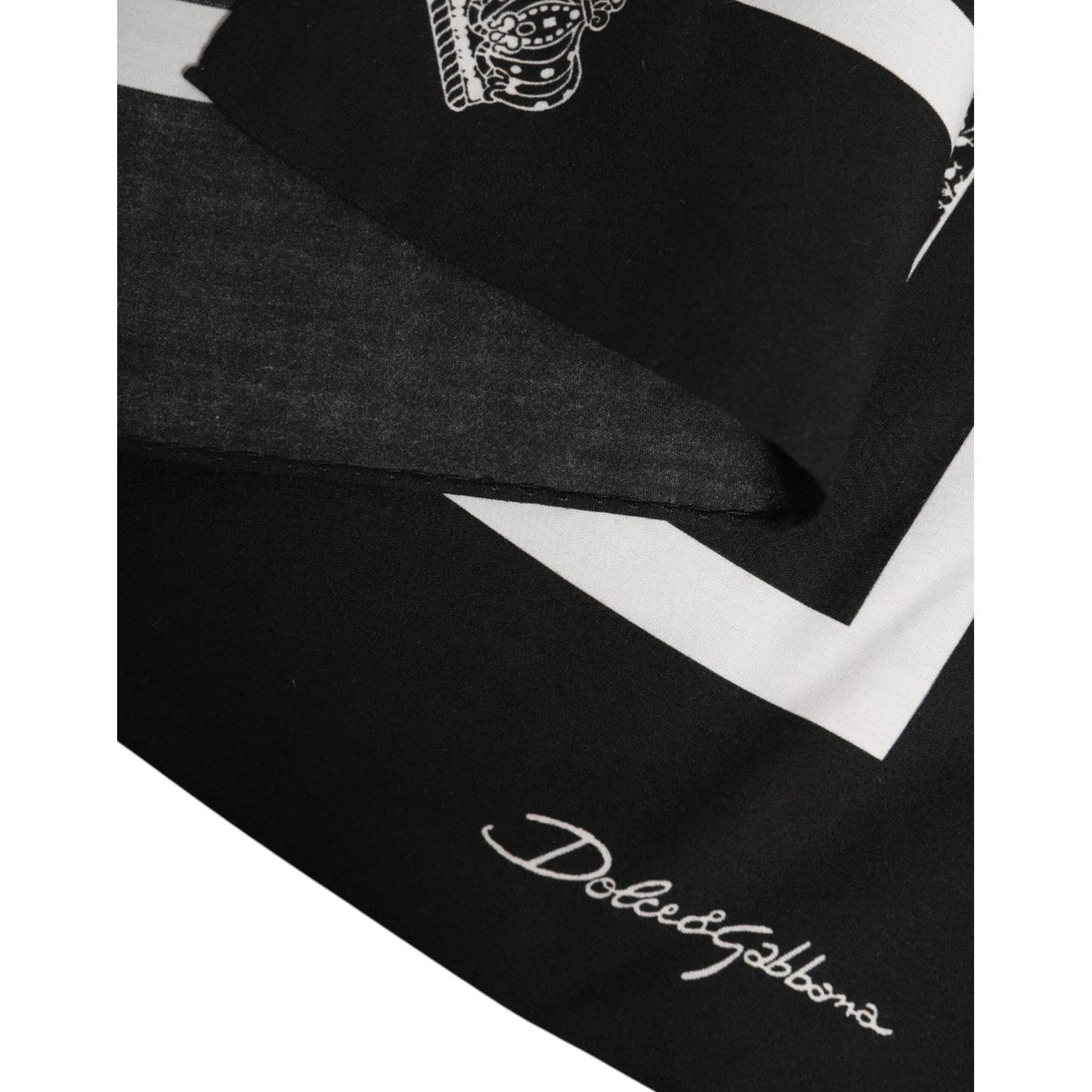 Dolce & Gabbana Black White Printed Square Foulard Scarf