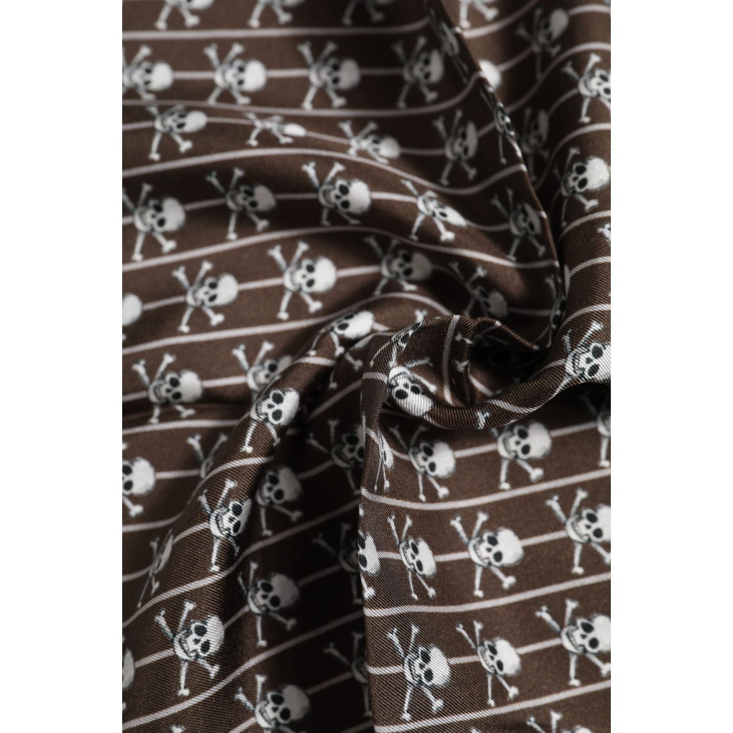Dolce & Gabbana Brown Skull Silk Square Men Foulard Scarf