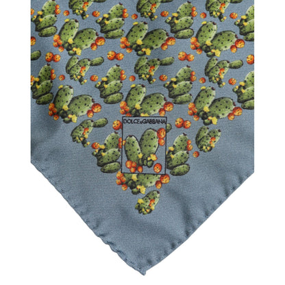 Dolce & Gabbana Gray Green Cactus Print Square Foulard Scarf