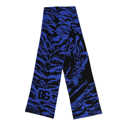 Dolce & Gabbana Blue Black Logo Neck Warmer Wrap Shawl Scarf