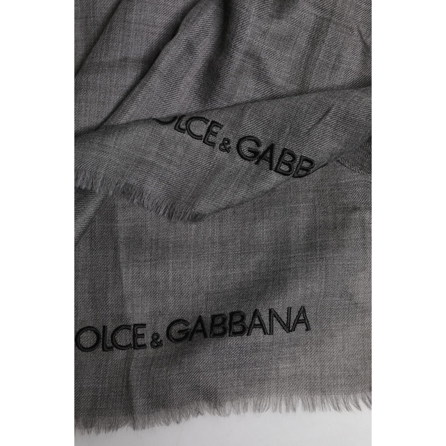 Dolce & Gabbana Gray Logo Print Neck Warmer Wrap Shawl Scarf