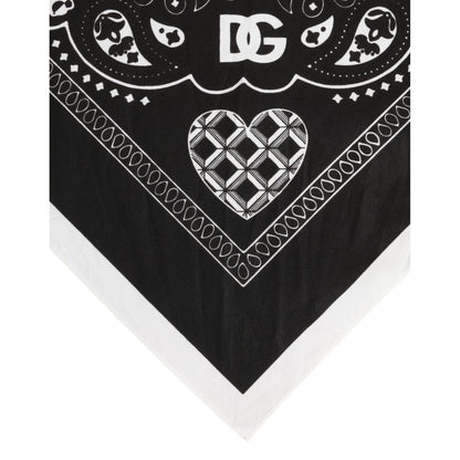 Dolce & Gabbana Black White Bandana Square Men Foulard Scarf