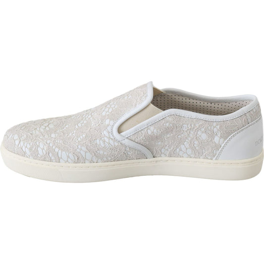 Dolce & Gabbana Elegant Off White Loafers for Ladies WOMAN SNEAKERS Dolce & Gabbana Light Gray