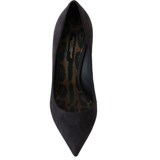 Dolce & Gabbana Elegant Gray Suede Stiletto Pumps