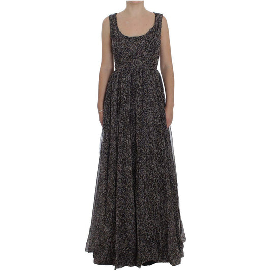Dolce & Gabbana Glamorous Sequined Silk Full-Length Dress Dolce & Gabbana Dark Slate Gray