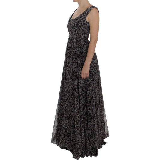 Dolce & Gabbana Glamorous Sequined Silk Full-Length Dress Dolce & Gabbana Dark Slate Gray