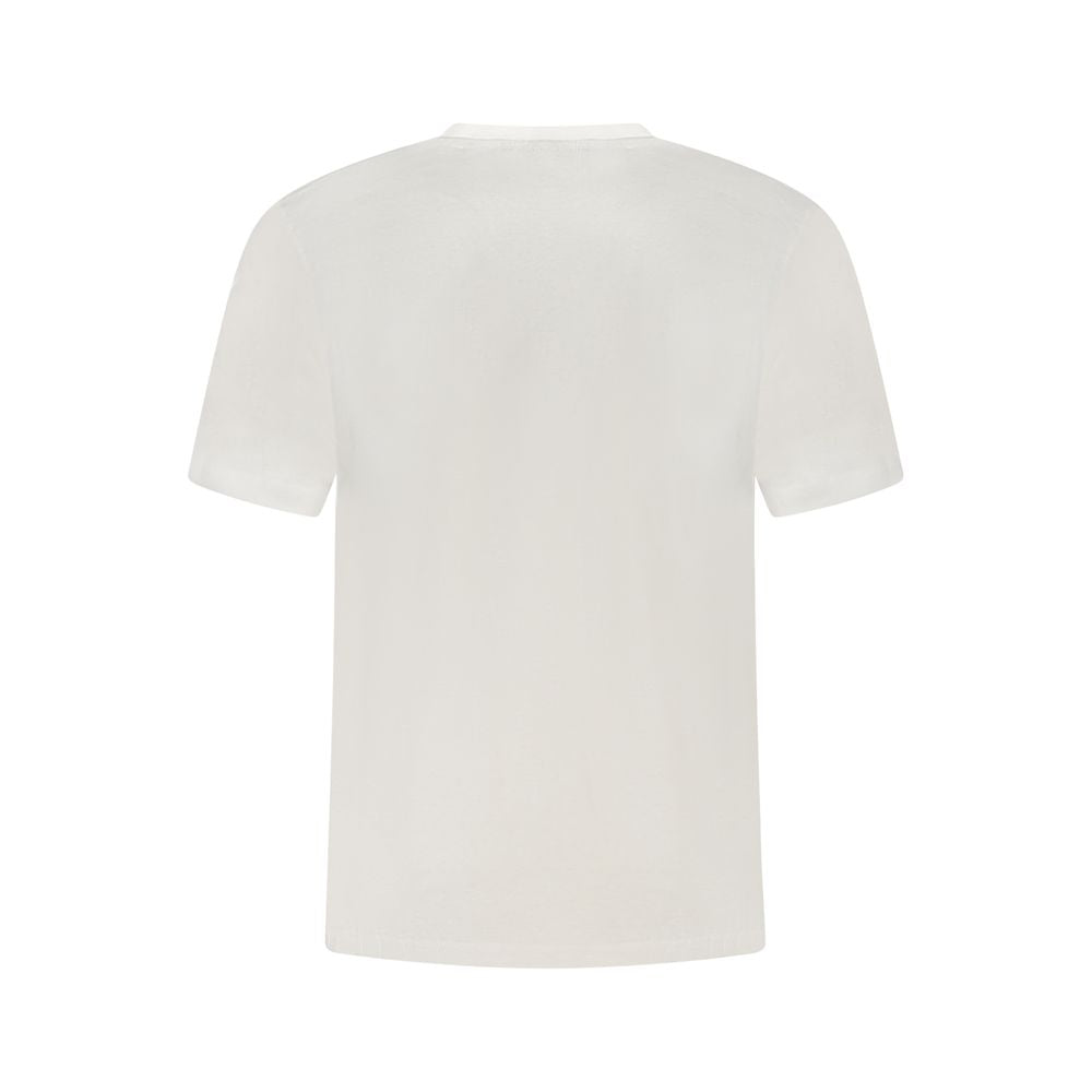 Back view of Calvin Klein White Cotton Men T-Shirt with crew neck design, showcasing premium cotton fabric for a sophisticated wardrobe addition.