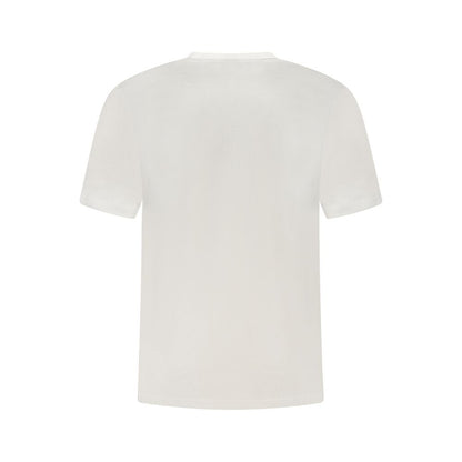 Back view of Calvin Klein White Cotton Men T-Shirt with crew neck design, showcasing premium cotton fabric for a sophisticated wardrobe addition.