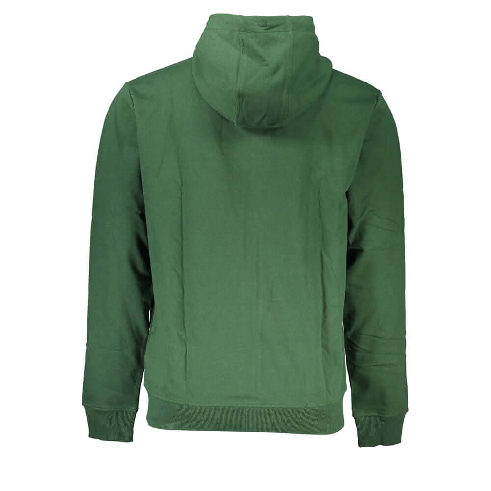Tommy Hilfiger Green Cotton Men Sweater with Hood, eco-friendly hoodie back view, sustainable fashion, street style