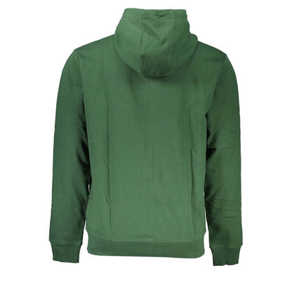 Tommy Hilfiger Green Cotton Men Sweater with Hood, eco-friendly hoodie back view, sustainable fashion, street style