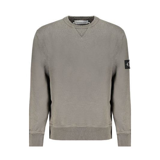 Calvin Klein Green Cotton Men Sweater - Crew neck design with iconic logo, made from 95% regenerative cotton. Stylish and eco-friendly choice.