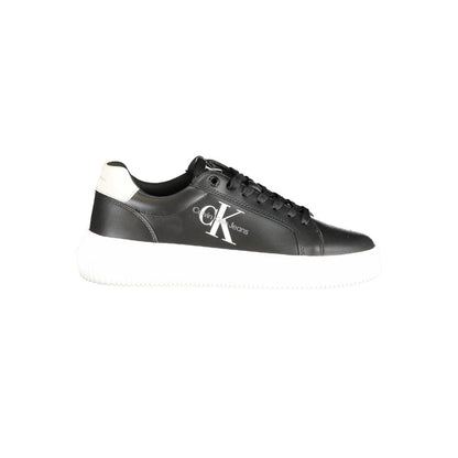 Calvin Klein Black Polyester Sneaker with laces, contrast details, logo print, made from 50% recycled thermoplastic rubber.