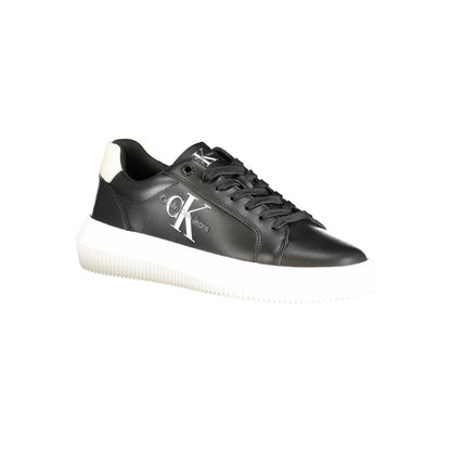 Calvin Klein Black Polyester Sneaker with laces, contrast details, logo, crafted from 50% recycled thermoplastic rubber.