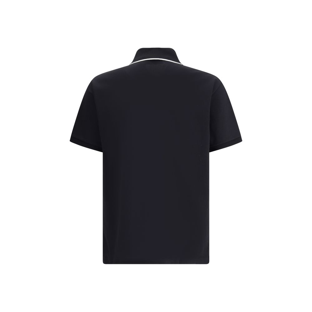 Back view of Gucci Black Cotton Polo Shirt with classic collar and side slits for comfort, showcasing sporty elegance and iconic style.