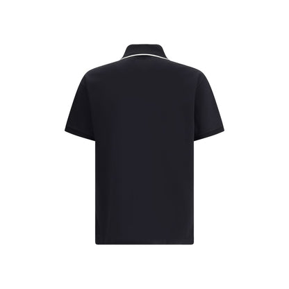 Back view of Gucci Black Cotton Polo Shirt with classic collar and side slits for comfort, showcasing sporty elegance and iconic style.