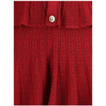 Self-Portrait Pointelle knit short Dress SE-PF25093SBUBURGUNDY-M