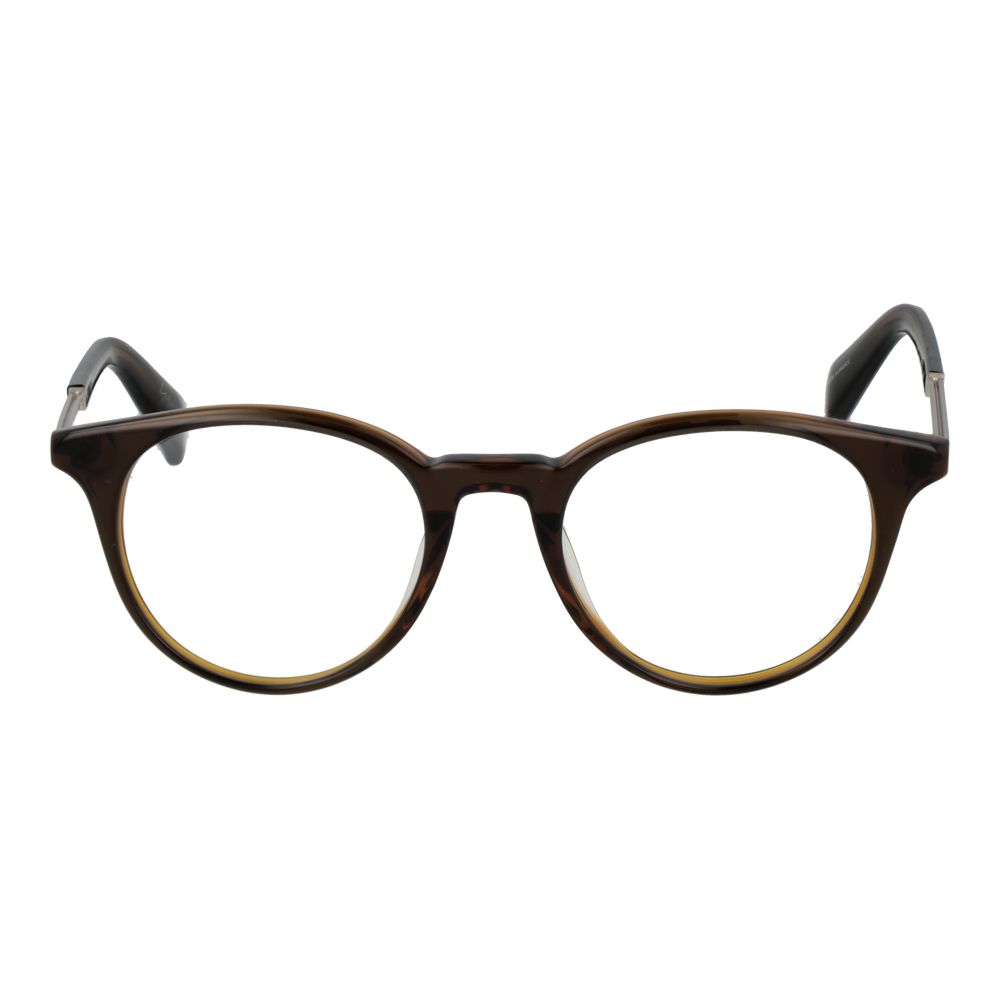 Yohji Yamamoto Brown Men Glasses Frame in plastic full-rim round style