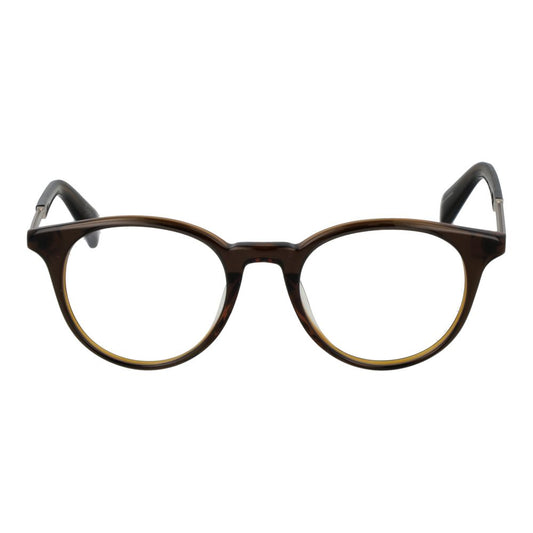 Yohji Yamamoto Brown Men Glasses Frame in plastic full-rim round style