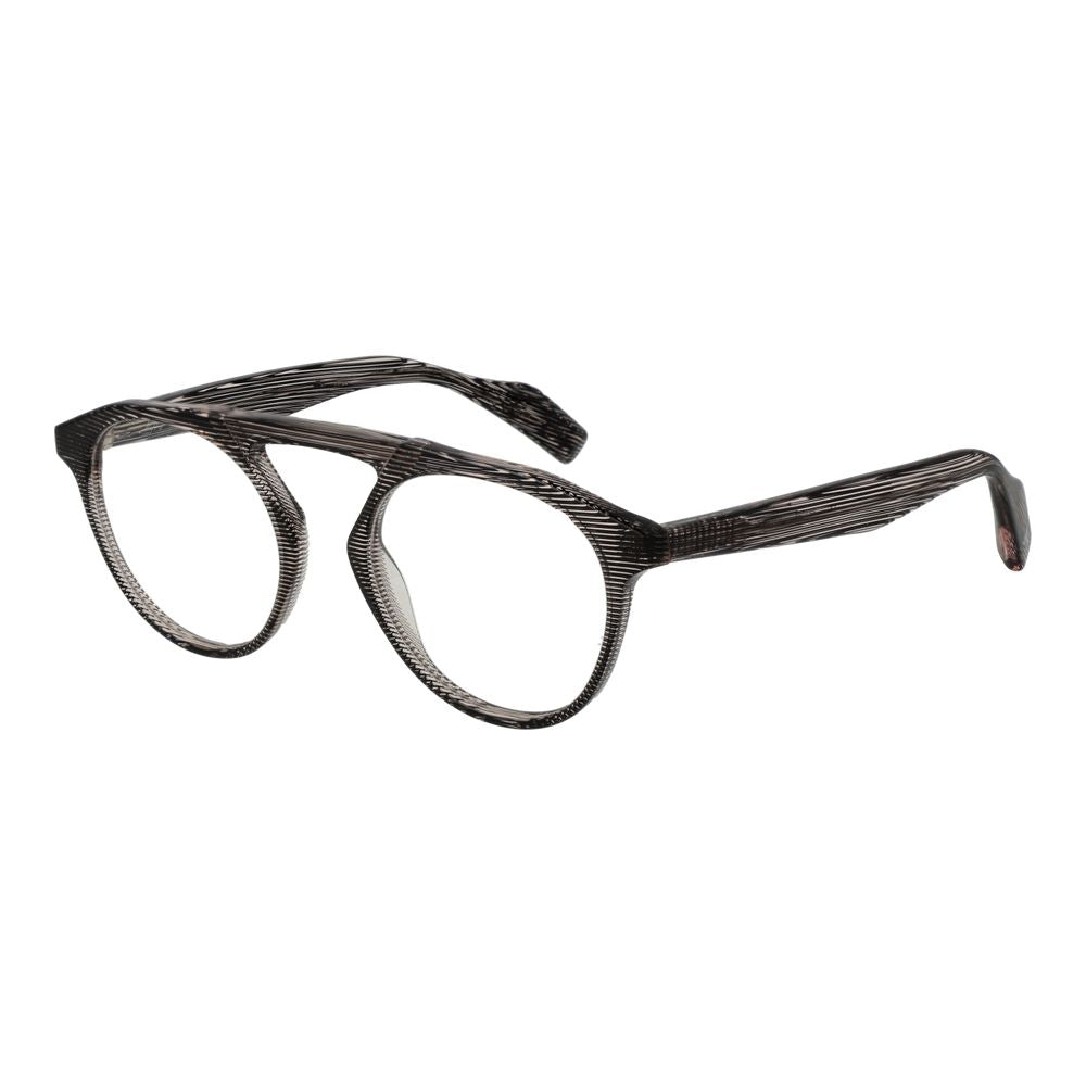 Yohji Yamamoto Brown Men Glasses Frame in plastic with aviator style, full-rim design. Lenses width: 50mm, Frame width: 140mm, Temples length: 145mm.