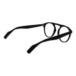 Yohji Yamamoto Black Men Glasses Frame with full-rim black plastic aviator style, shown with demo lenses, size 50-20-145.