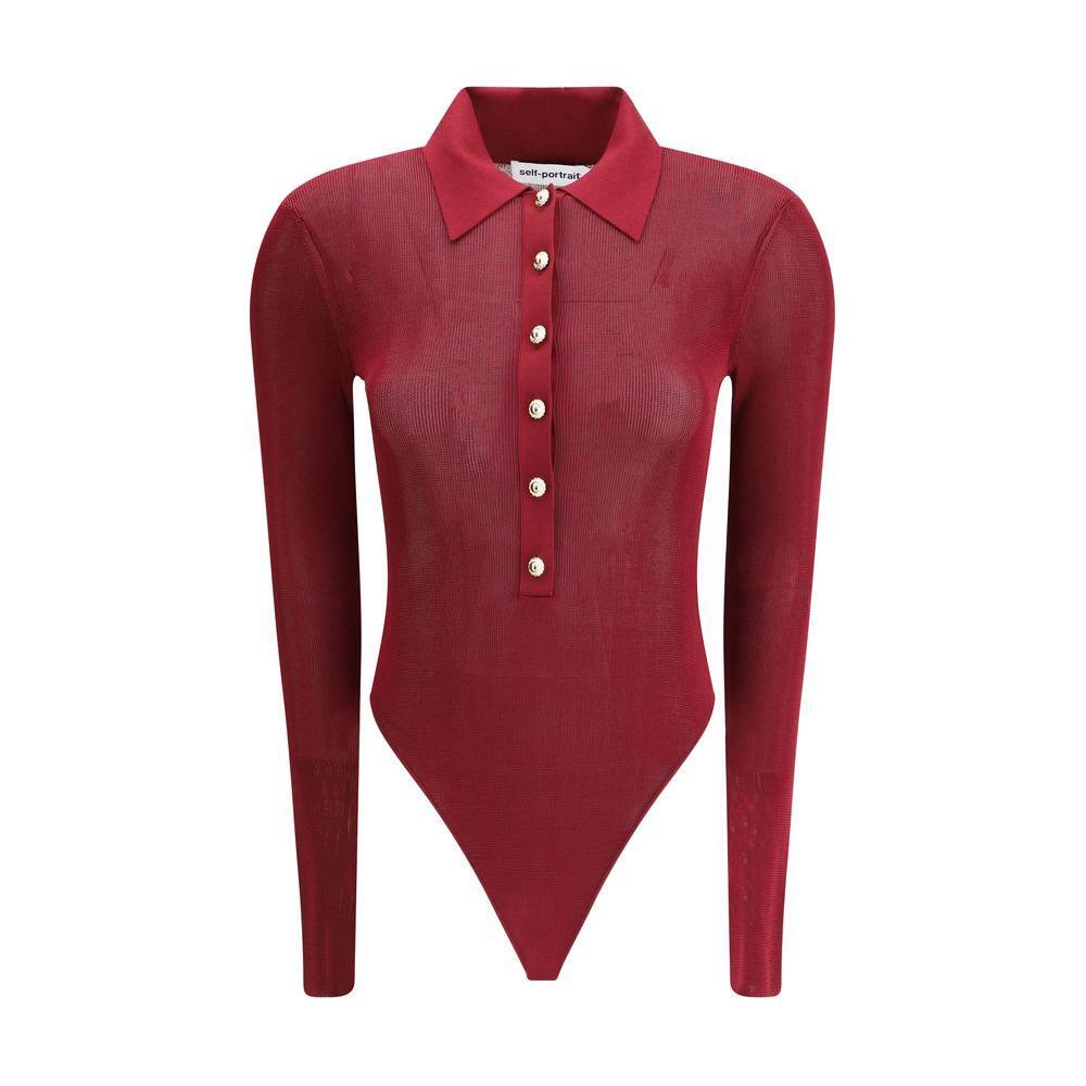 Self-Portrait Knit Bodysuit SE-PF25113TBUBURGUNDY-S