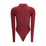 Self-Portrait Knit Bodysuit SE-PF25113TBUBURGUNDY-S