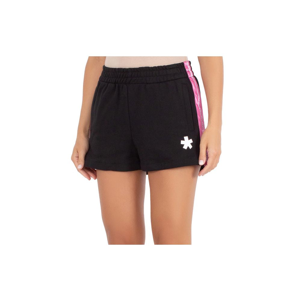 Comme Des Fuckdown Black Cotton Women's Short With Fuchsia Side Bands