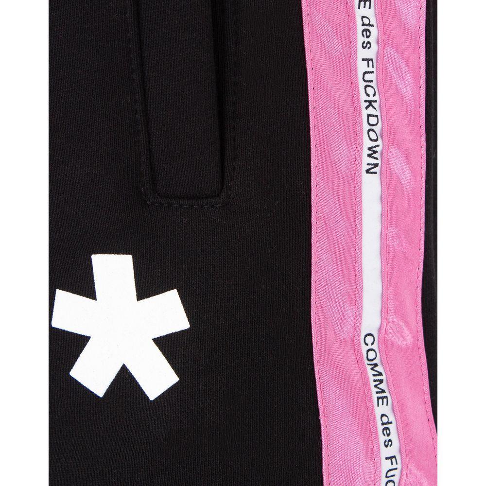 Comme Des Fuckdown Black Cotton Women's Short With Fuchsia Side Bands