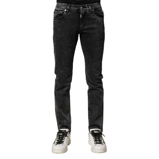 Dolce & Gabbana Black Washed Double Waistband Denim Jeans