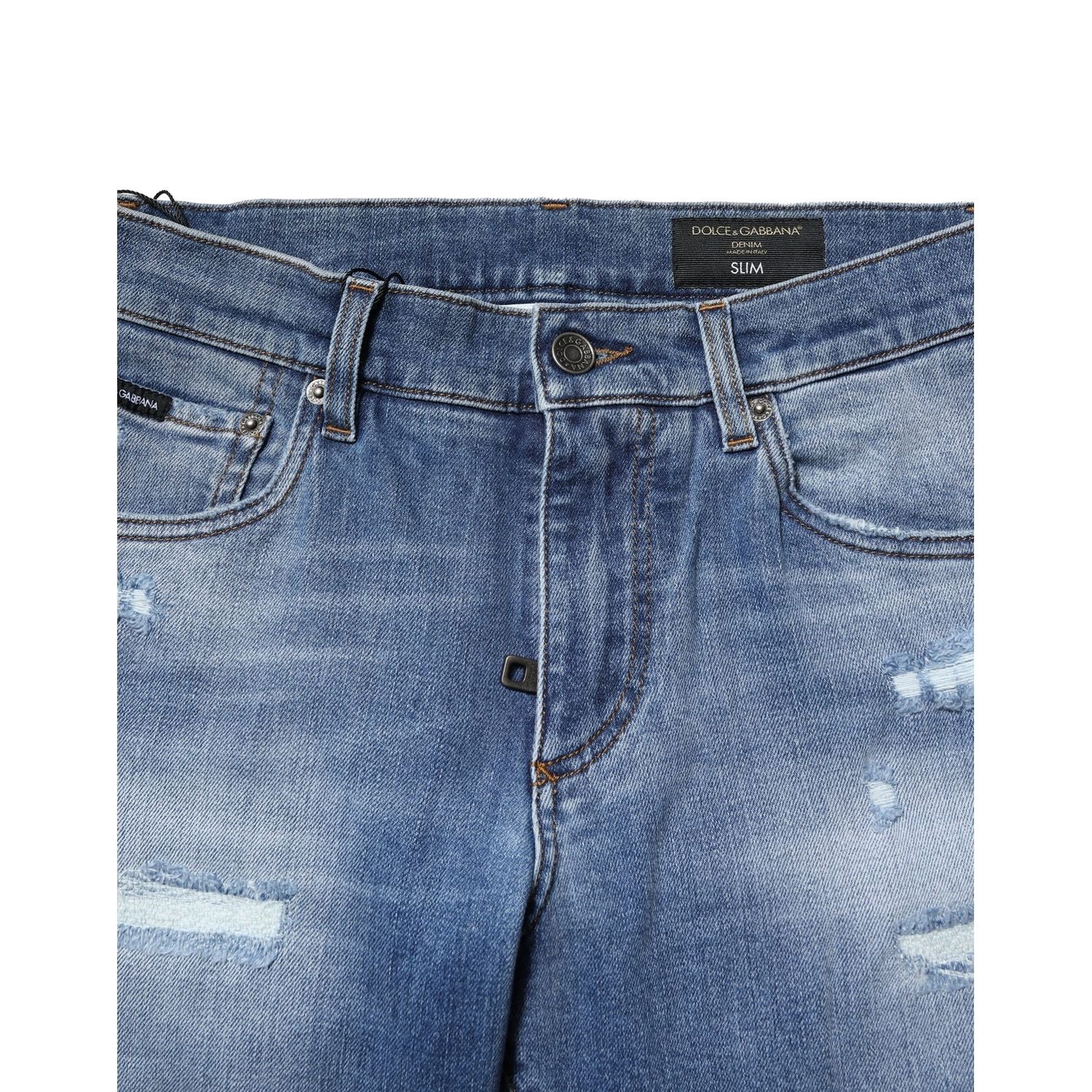 Dolce & Gabbana Blue Washed Cotton Skinny Men Denim Jeans