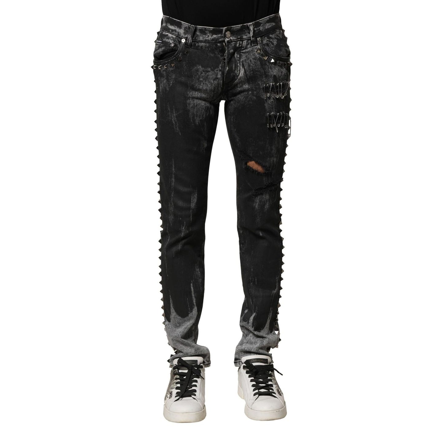 Dolce & Gabbana Black Washed Embellished Skinny Denim Jeans