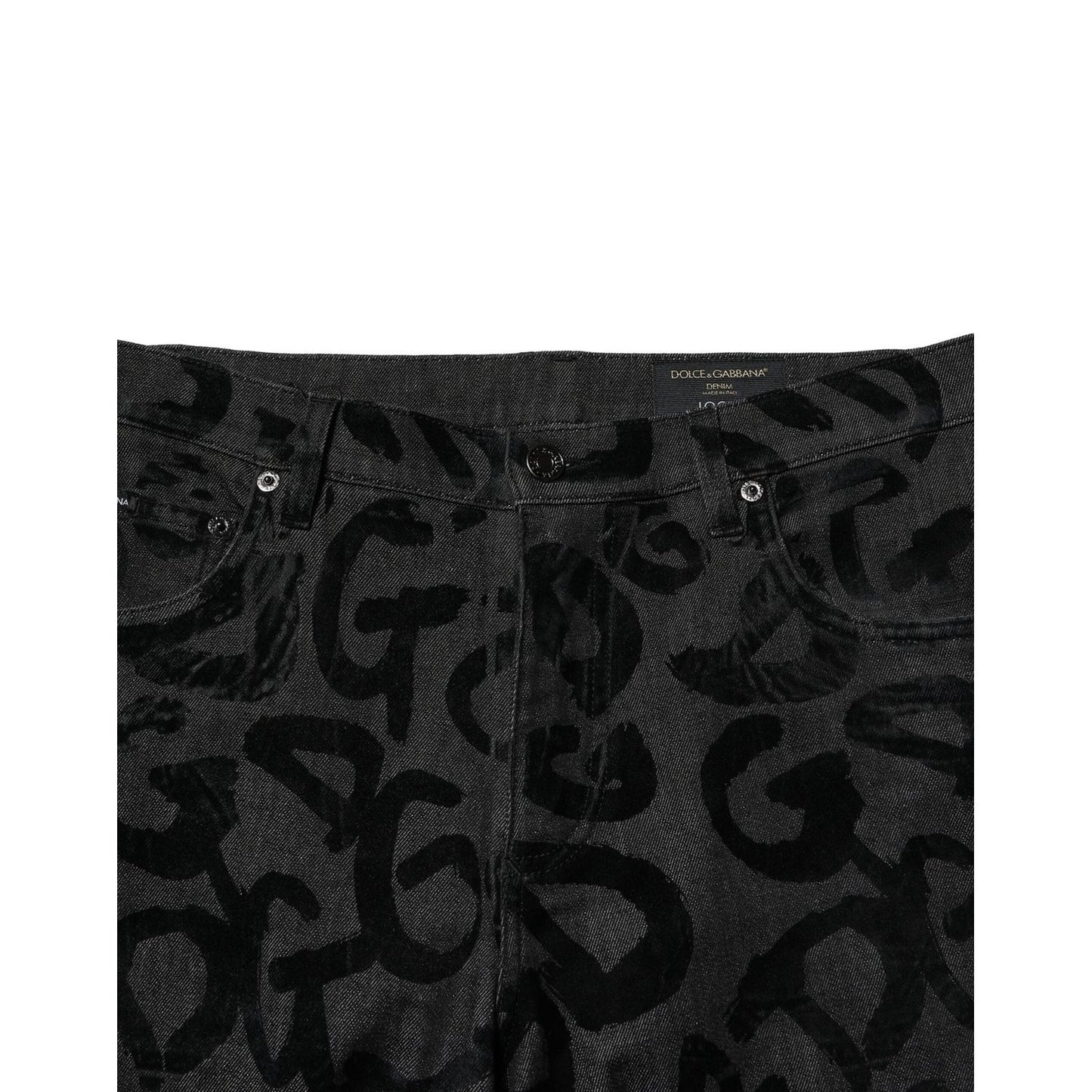 Dolce & Gabbana Gray Cotton DG Logo Straight Men Denim Jeans