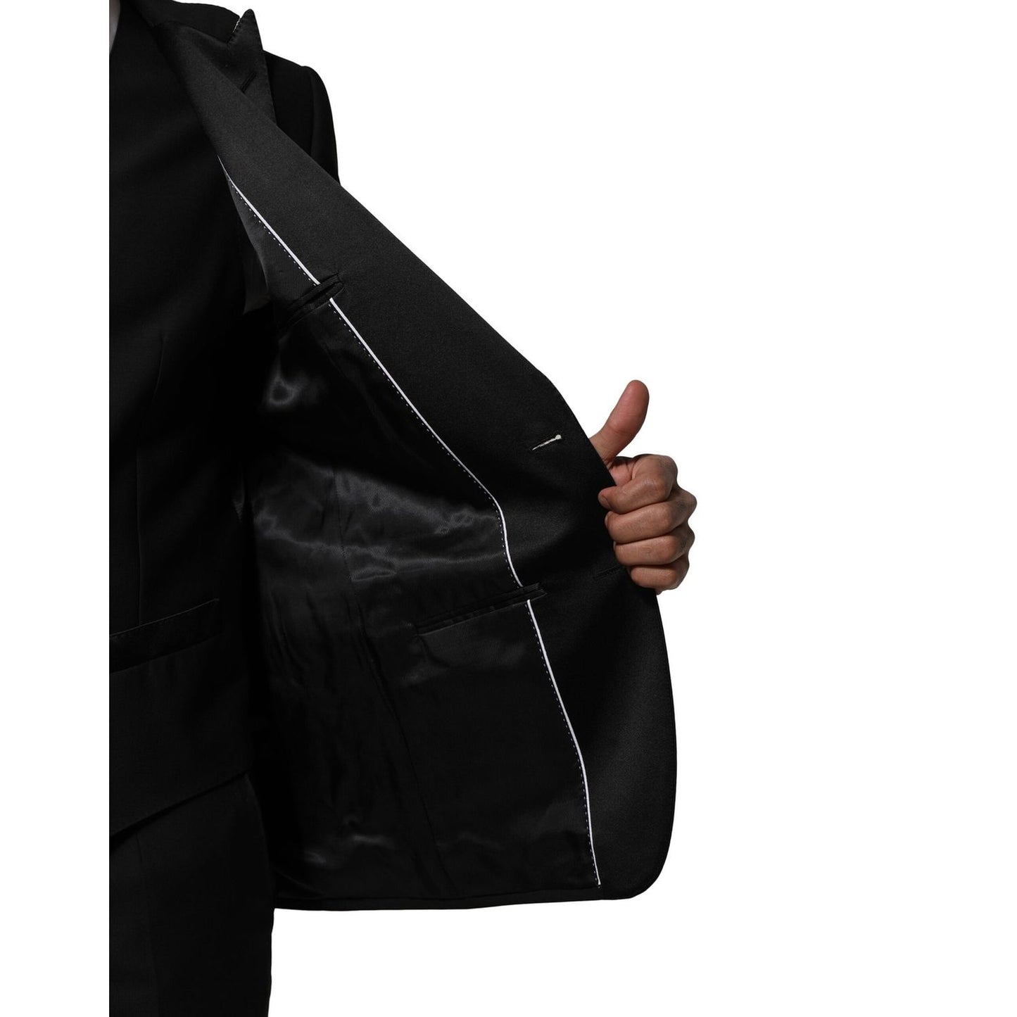 Dolce & Gabbana Black Wool 3 Piece Single Breasted Suit