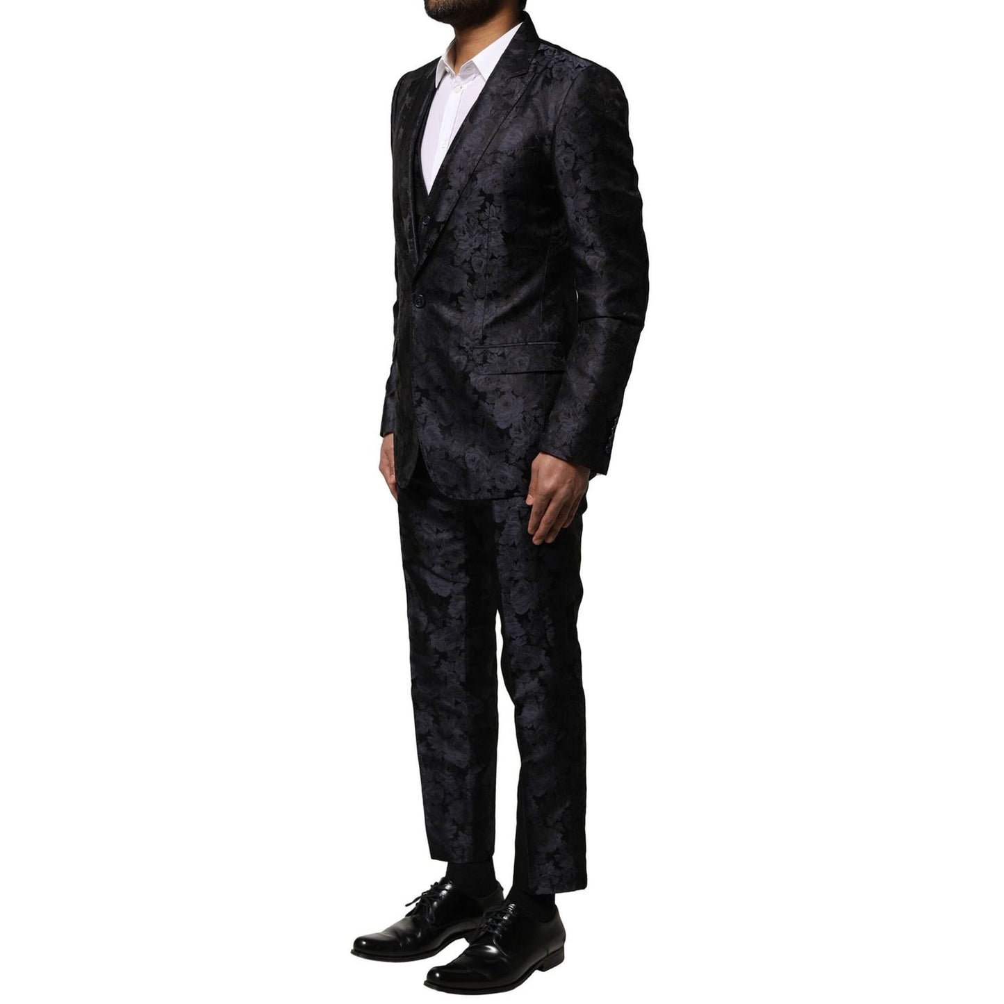 Dolce & Gabbana Black Jacquard 3 Piece Single Breasted Suit