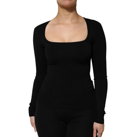 Dolce & Gabbana Black Square Neck Long Sleeves Pullover Top TSH90660-36