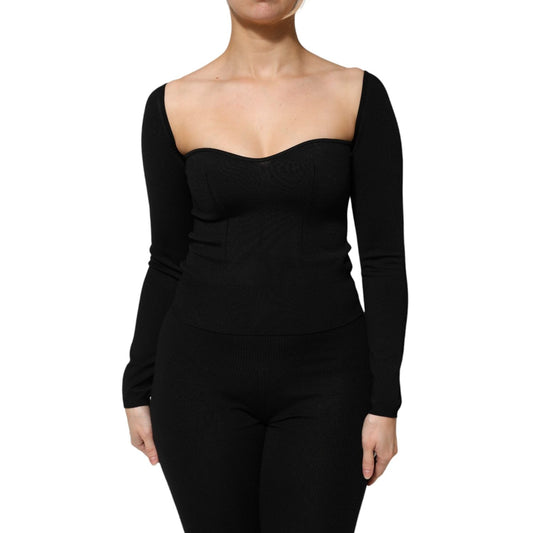 Dolce & Gabbana Black Viscose Long Sleeve Pullover Blouse Top TSH90661-42